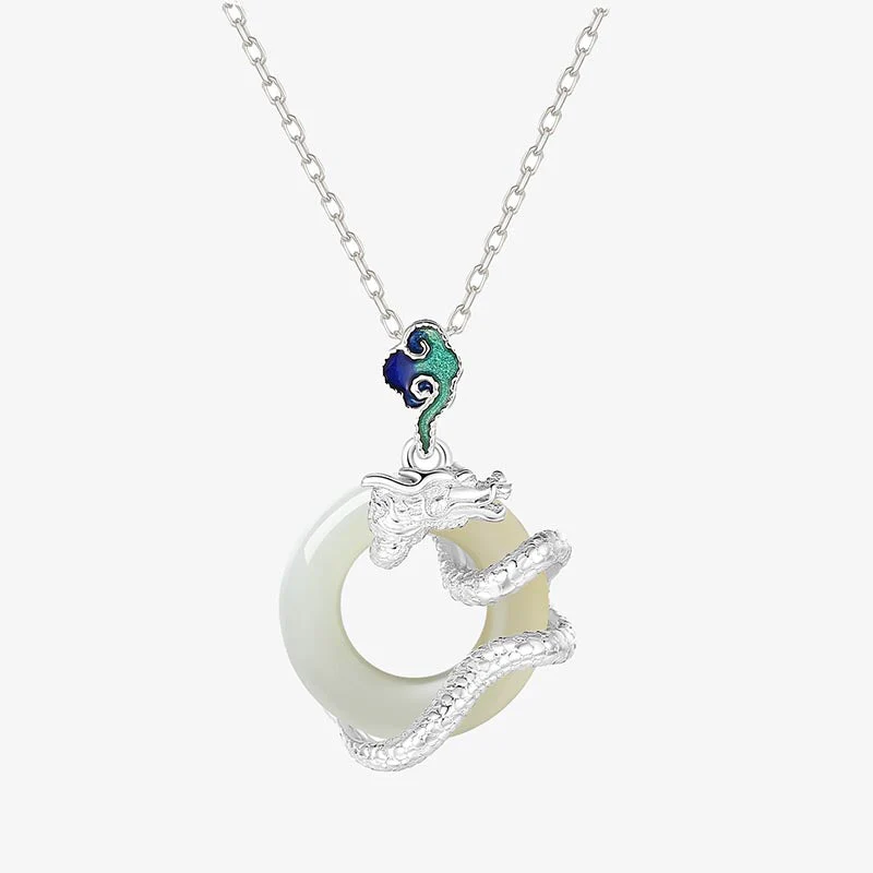 Gold Dragon Jade Pendant with White Hetian Jade Peace Buckle - Image 7