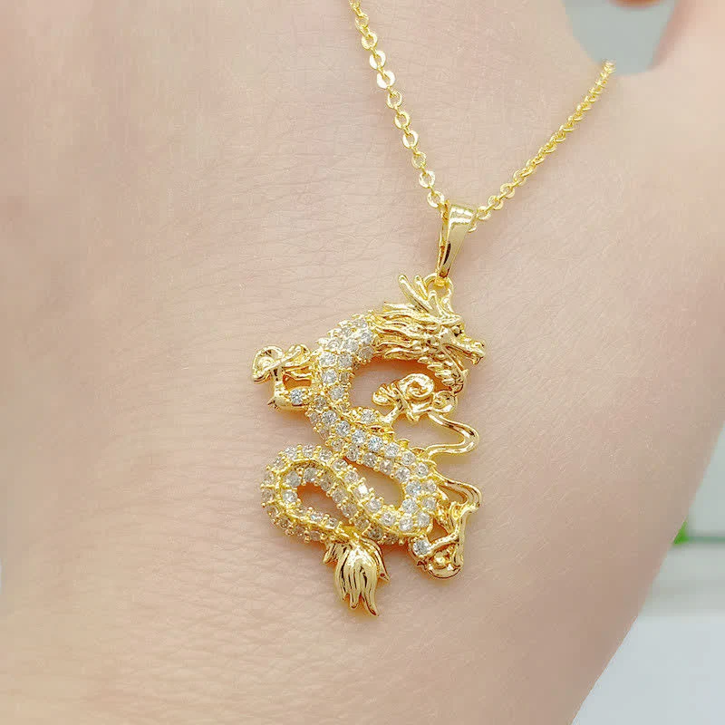 Gold Dragon Protection Necklace Pendant for Strength & Luck - Image 3