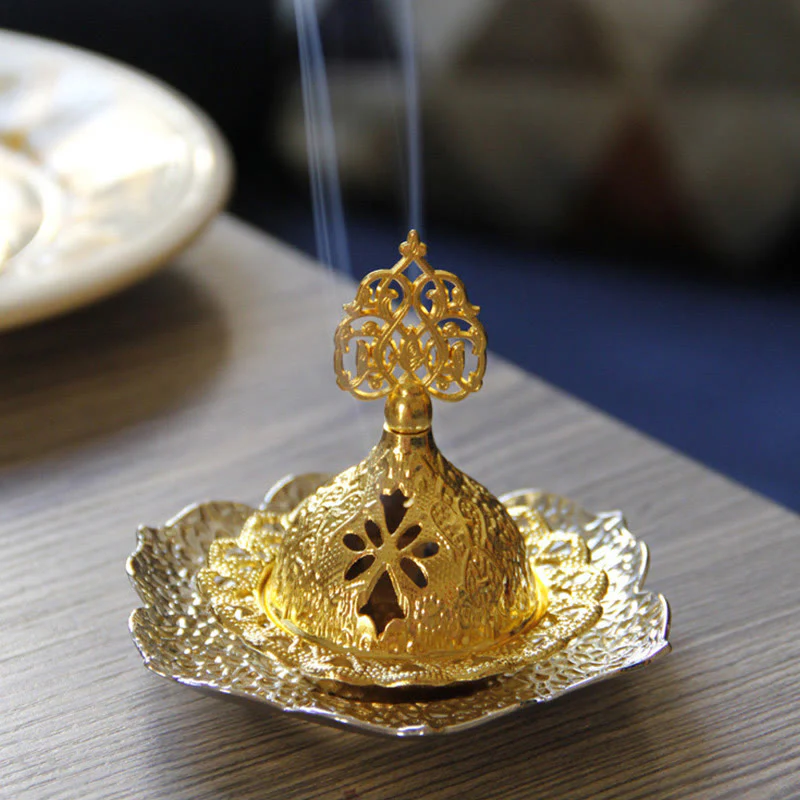 Gold Leaf Mini Incense Burner | Spiritual Alloy Coaster - Image 20