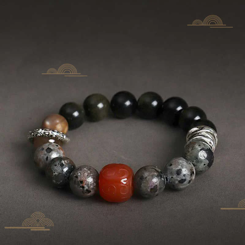 Gold Sheen Obsidian Protection Bracelet 12mm Beads - Image 2