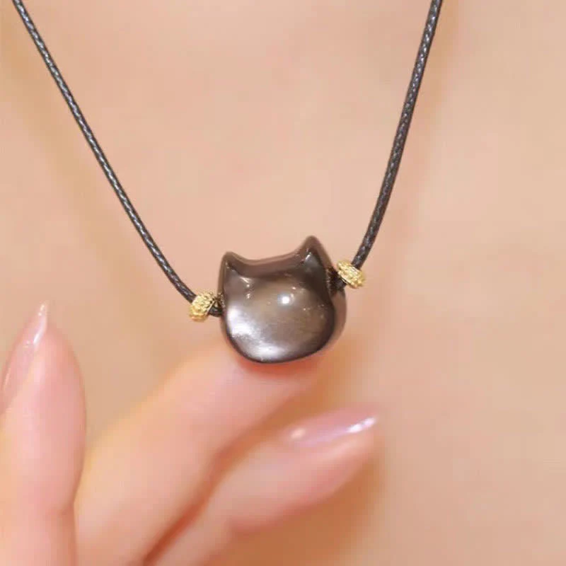 8mm Gold Sheen Obsidian Protection Bracelet with Lucky Cat Paw - Image 36