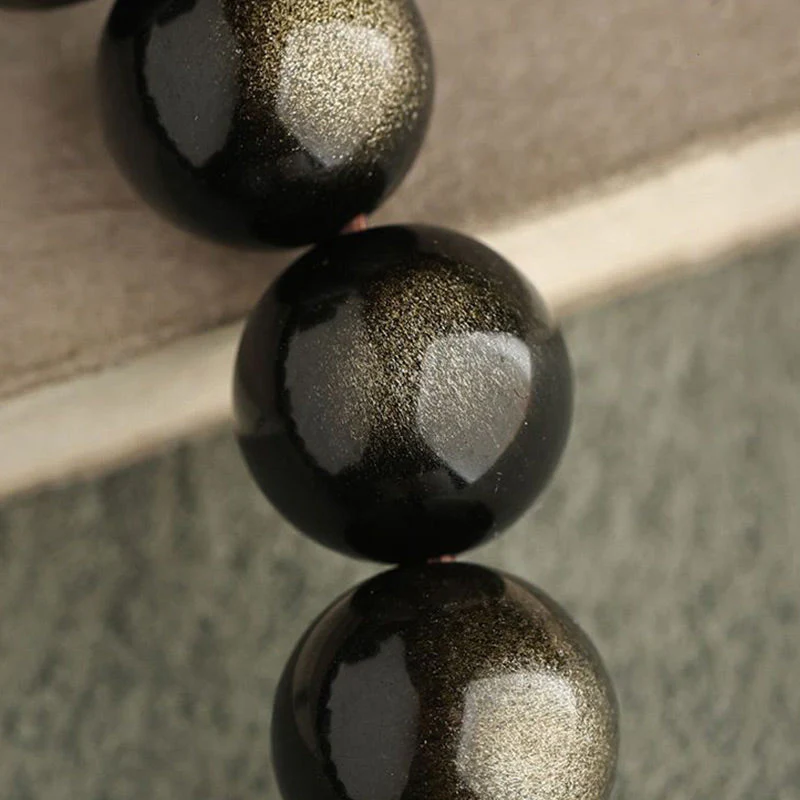 Gold Sheen Obsidian Lucky Cat Protection Bracelet - Image 11