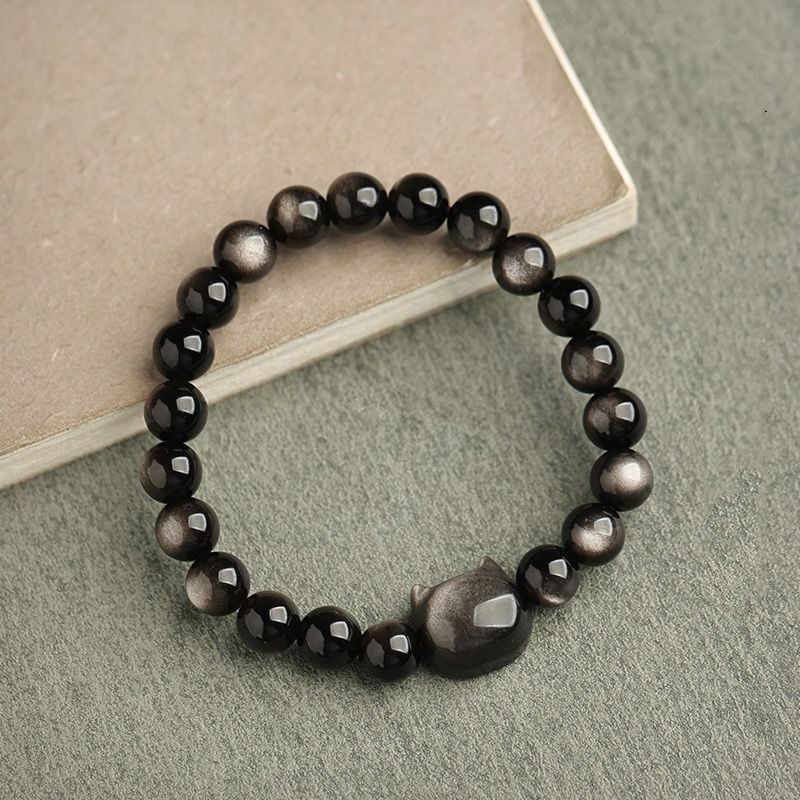 Gold Sheen Obsidian Lucky Cat Protection Bracelet - Image 18