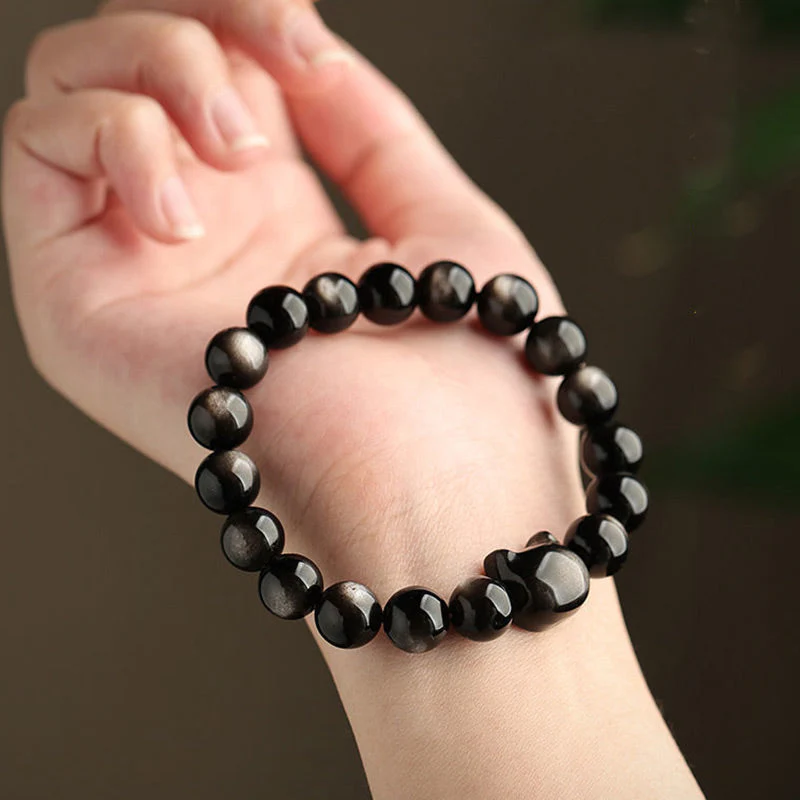 Gold Sheen Obsidian Lucky Cat Protection Bracelet - Image 19