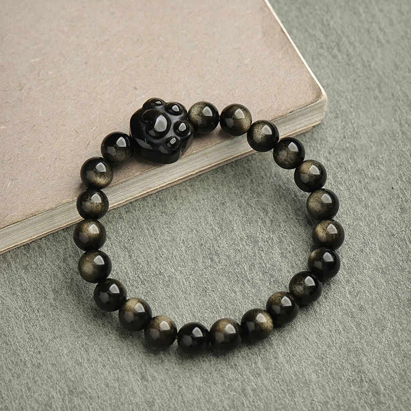 Gold Sheen Obsidian Lucky Cat Protection Bracelet - Image 22
