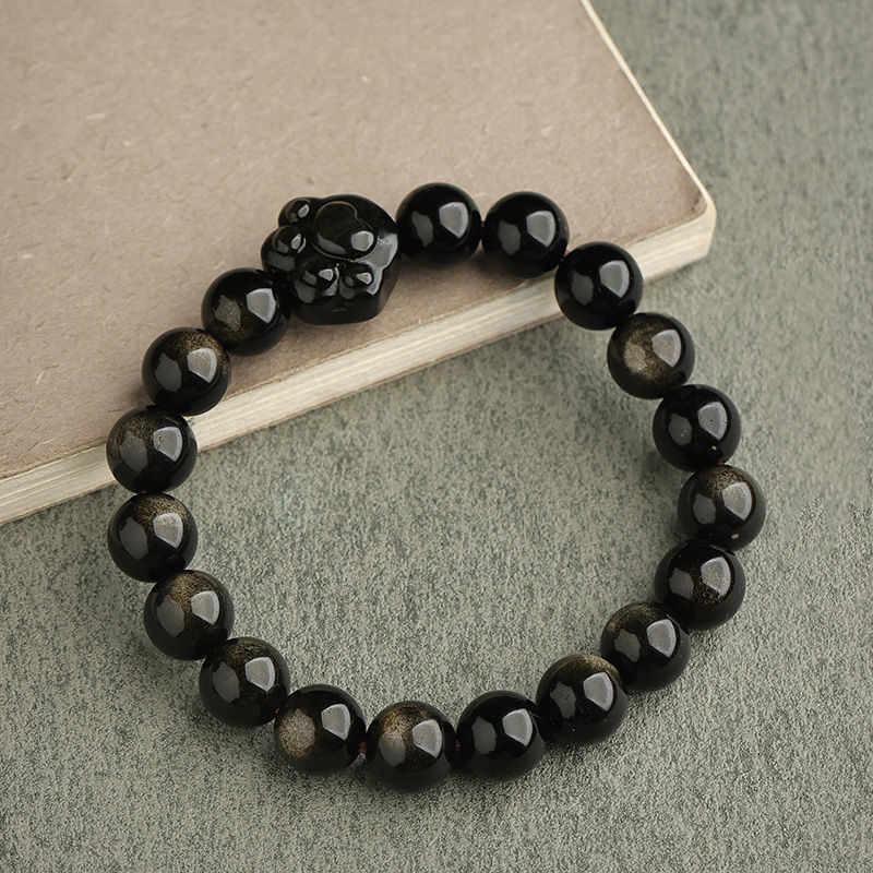 Gold Sheen Obsidian Lucky Cat Protection Bracelet - Image 23