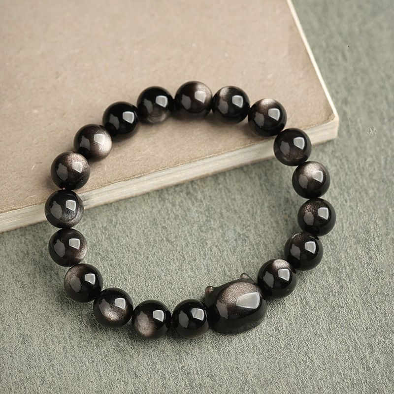 Gold Sheen Obsidian Lucky Cat Protection Bracelet - Image 26