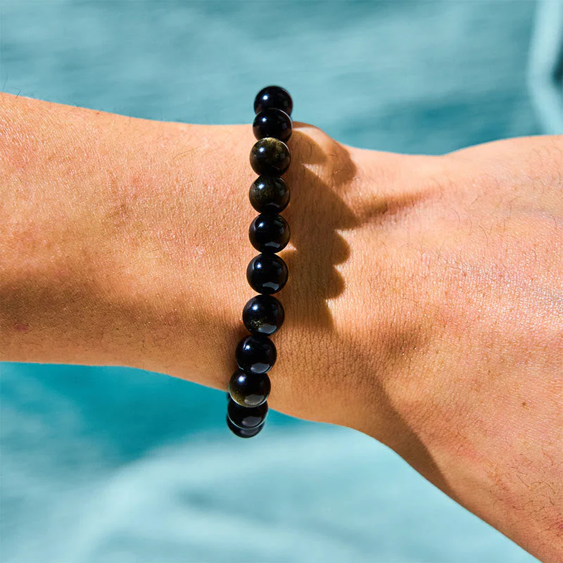 Gold Sheen Obsidian Lucky Cat Protection Bracelet - Image 3
