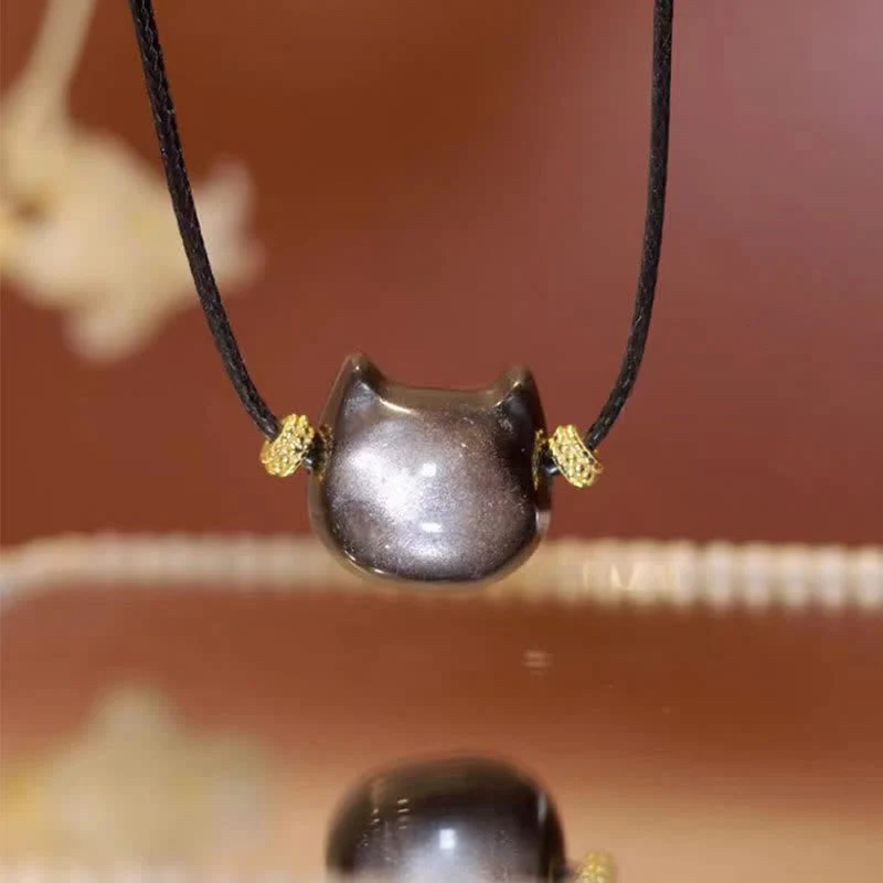 Gold Sheen Obsidian Lucky Cat Protection Bracelet - Image 37