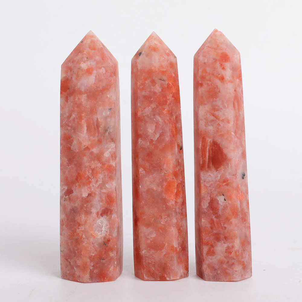 Set of 3 Gold Strawberry Quartz Crystal Points 3.5-4"