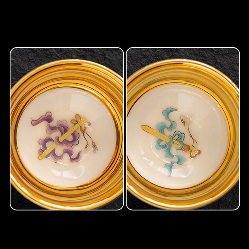 Golden Eagle & Auspicious Dragon Gilt Ceramic Tea Set with Gift Box - Image 14
