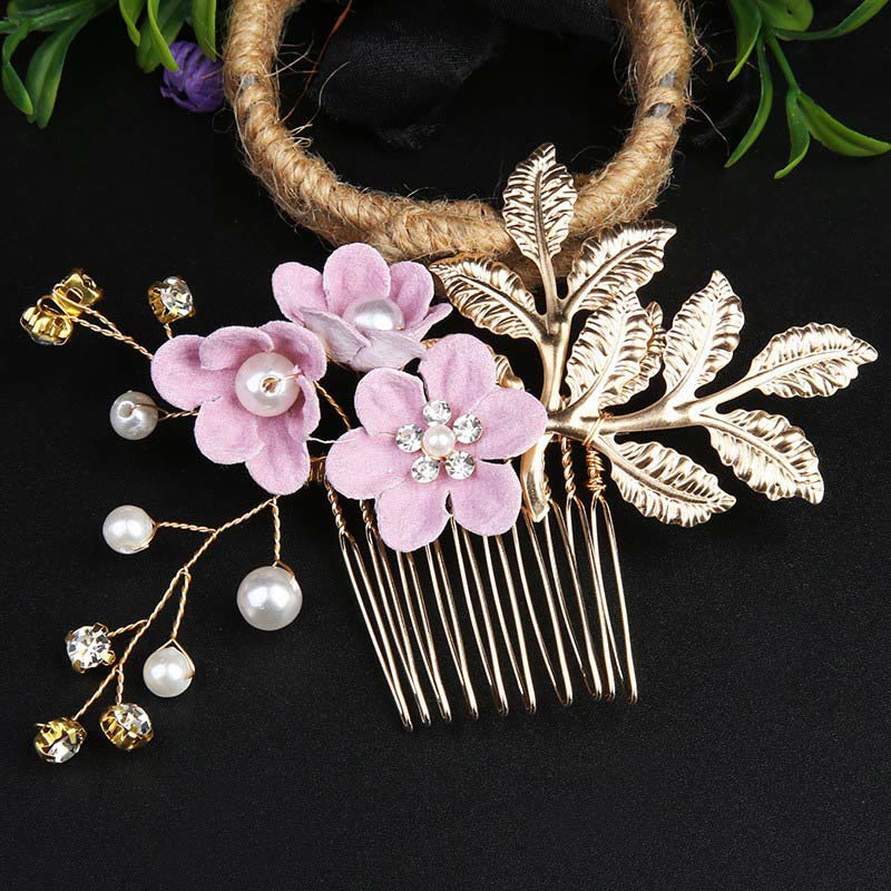 Golden Leaf Flower Pearl Chinese Hairpin Set - 4Pcs Elegant Comb - Image 18