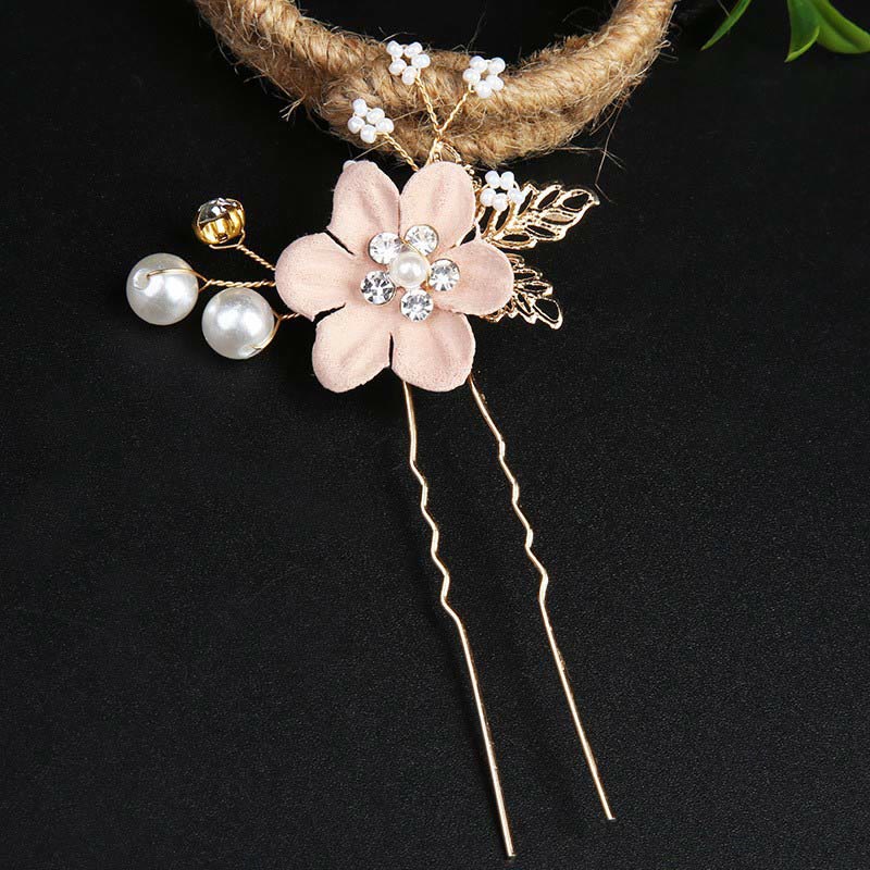 Golden Leaf Flower Pearl Chinese Hairpin Set - 4Pcs Elegant Comb - Image 4