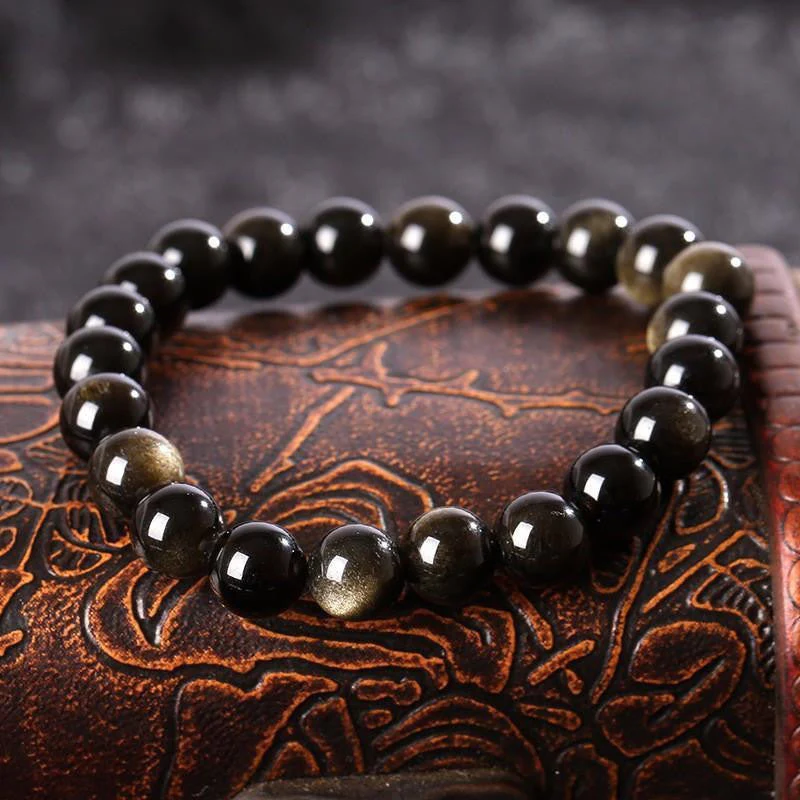Golden Obsidian Bracelet - Natural Gemstone Accessory - Image 9