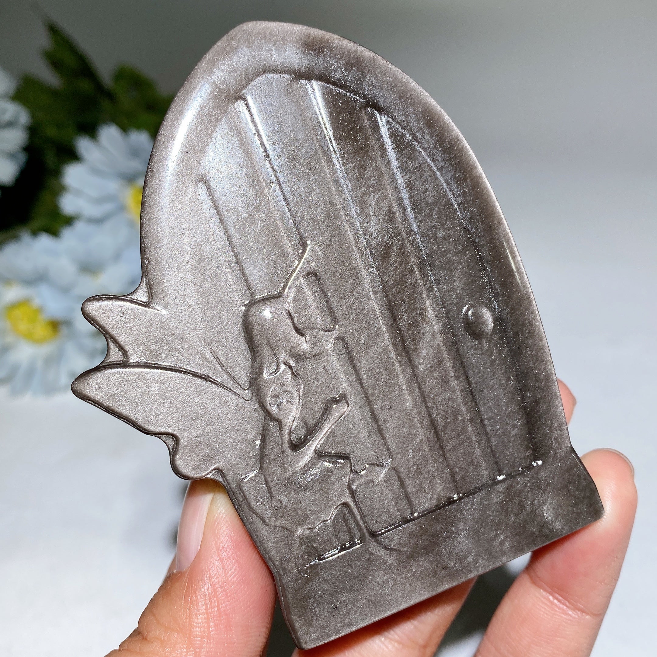 3.5 Inch Golden Obsidian Fairy Door Crystal Figurine - Image 4