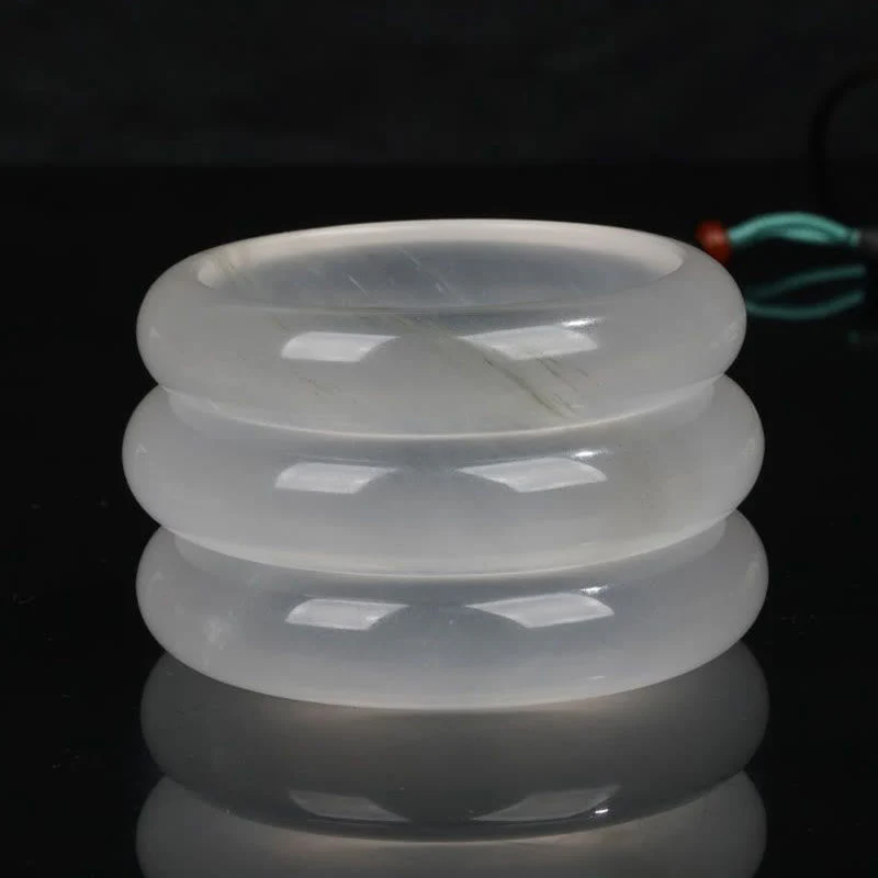 Golden Silk Jade Bracelet for Wealth and Luck, 58mm Bangle - Image 12