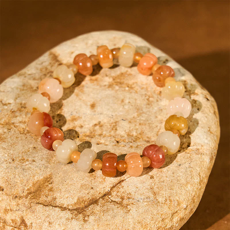 6x8mm Golden Silk Jade Wealth Luck Bracelet - Image 3
