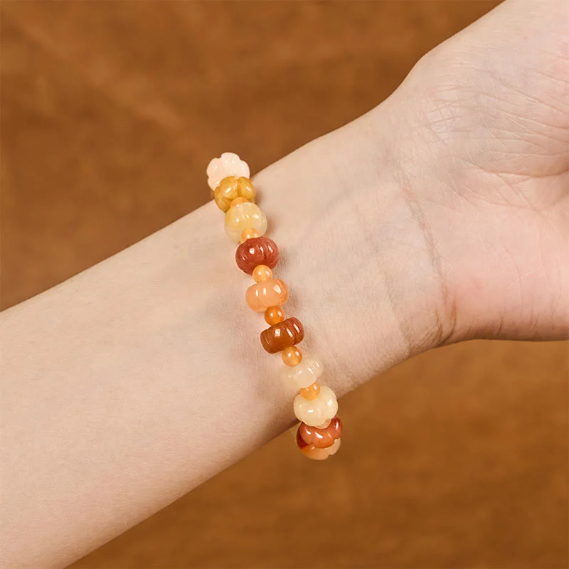 6x8mm Golden Silk Jade Wealth Luck Bracelet - Image 5