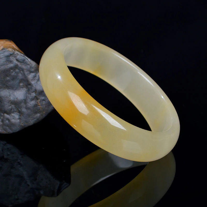 Golden Silk Jade Bracelet Bangle 56mm for Luck & Wealth