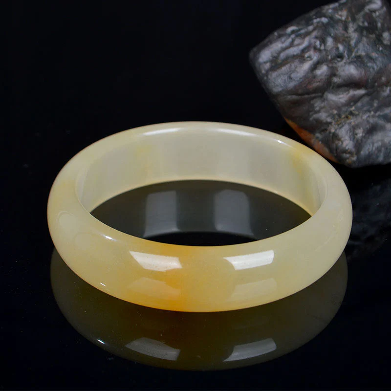 Golden Silk Jade Bracelet Bangle 56mm for Luck & Wealth - Image 3