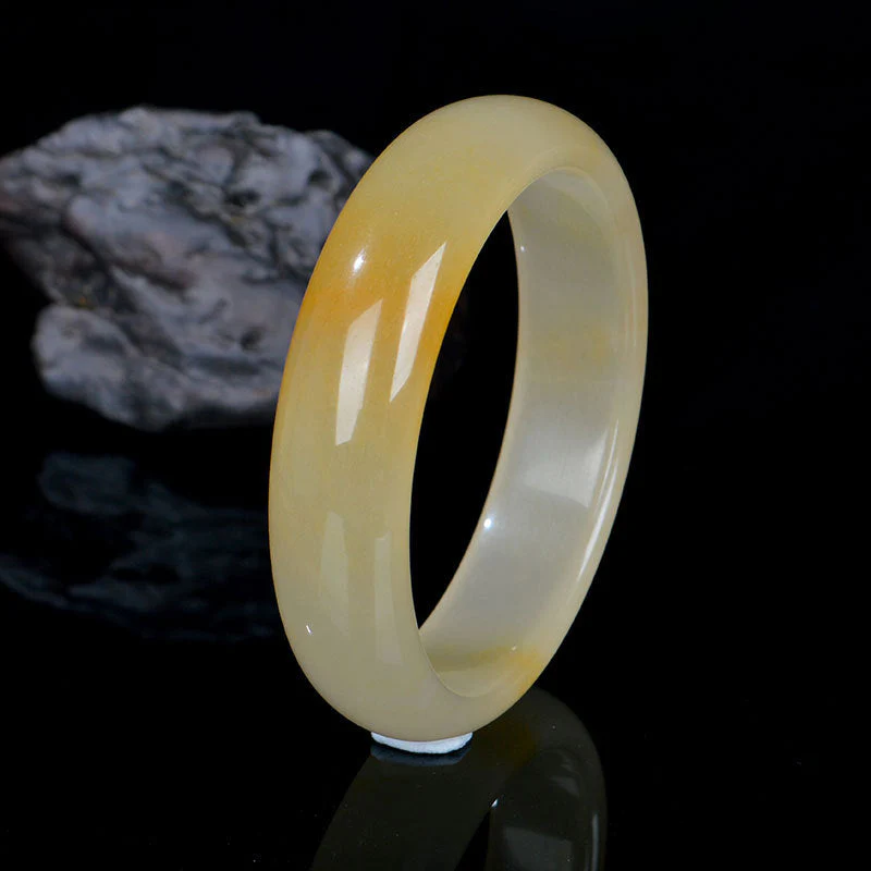 Golden Silk Jade Bracelet Bangle 56mm for Luck & Wealth - Image 4