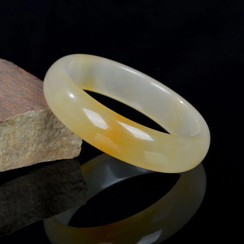 Golden Silk Jade Bracelet Bangle 56mm for Luck & Wealth - Image 5