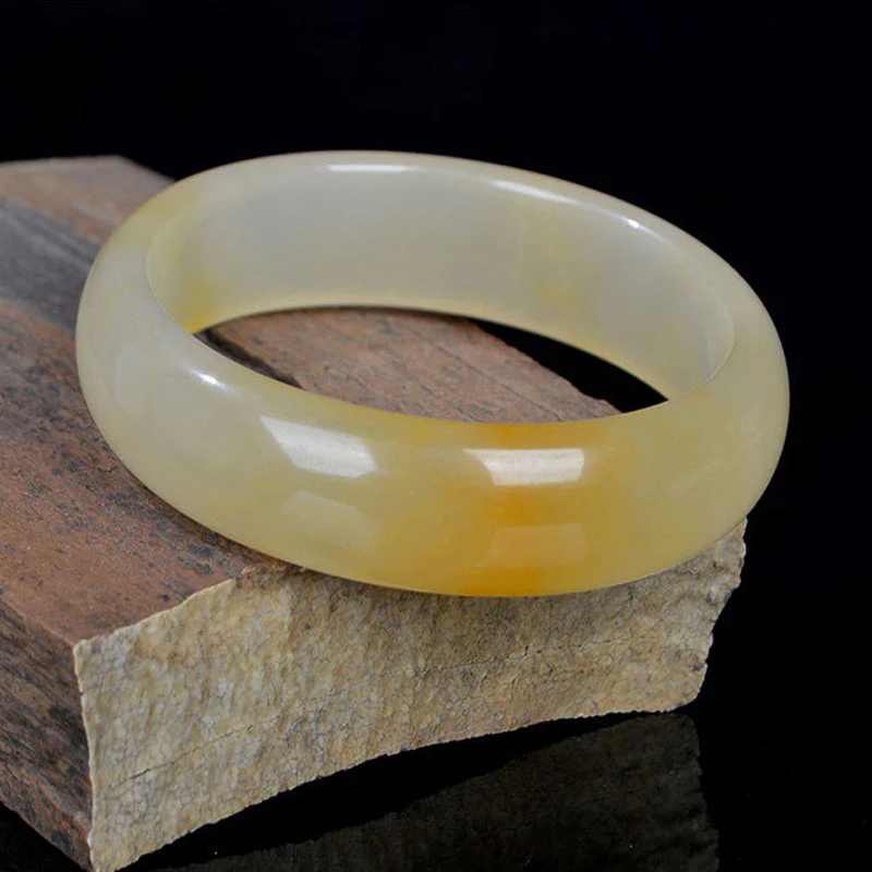 Golden Silk Jade Bracelet Bangle 56mm for Luck & Wealth - Image 6
