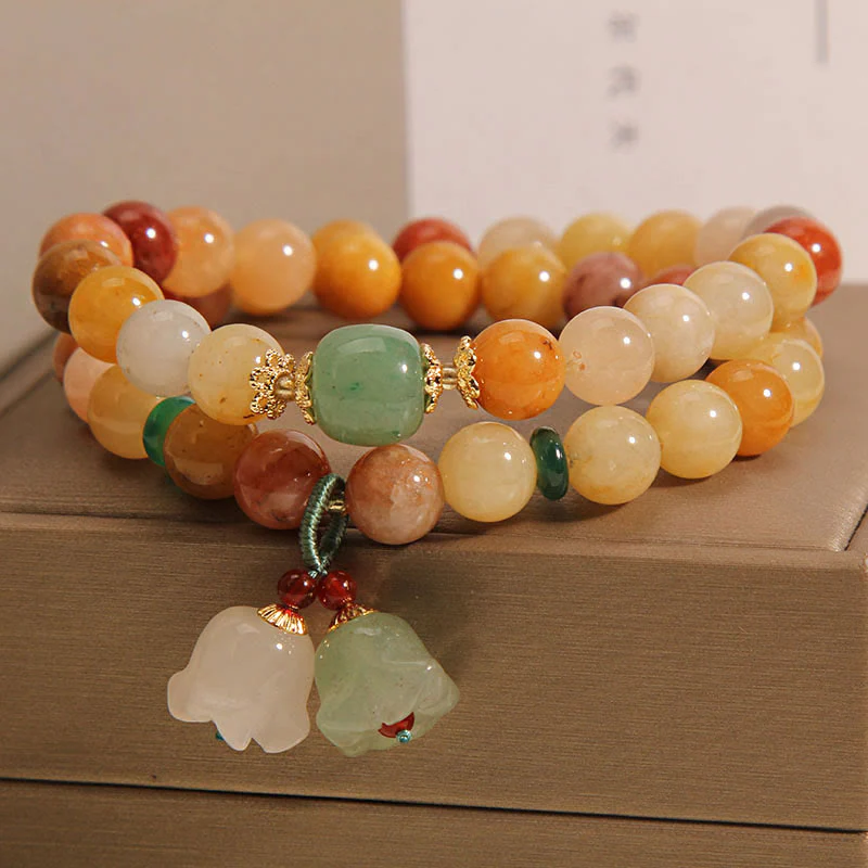 Golden Silk Jade Double Layer Luck Bracelet 8mm - Image 3