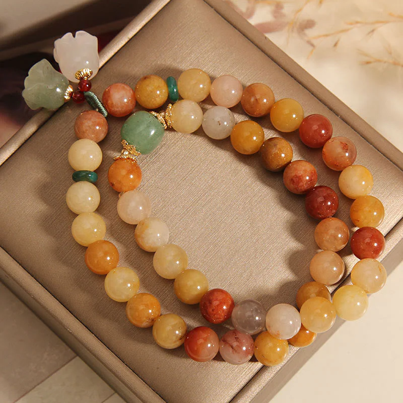 Golden Silk Jade Double Layer Luck Bracelet 8mm - Image 6