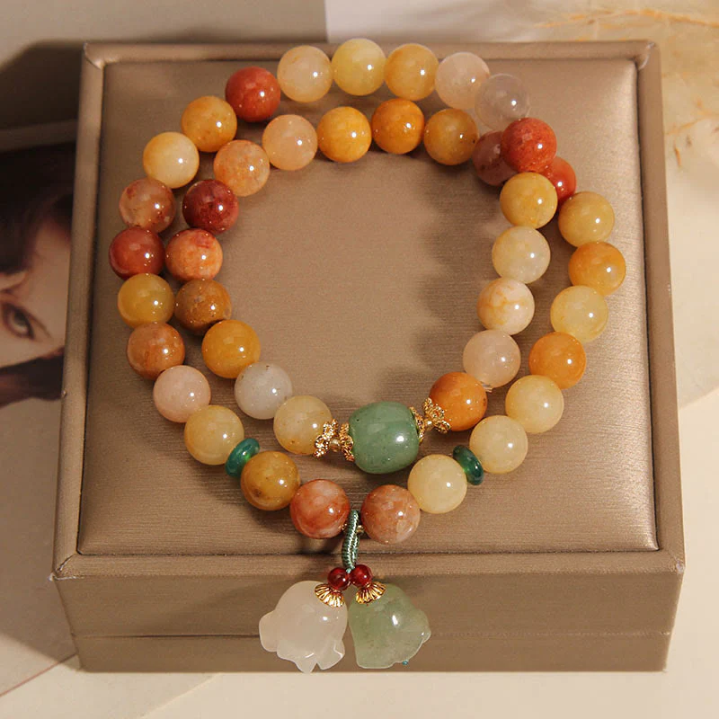 Golden Silk Jade Double Layer Luck Bracelet 8mm - Image 7