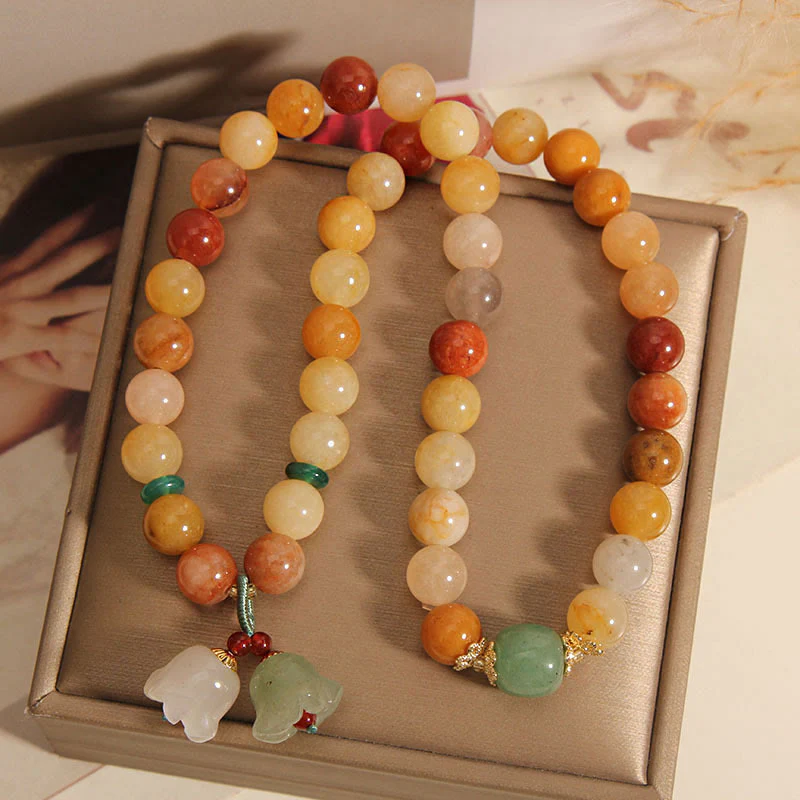 Golden Silk Jade Double Layer Luck Bracelet 8mm - Image 8