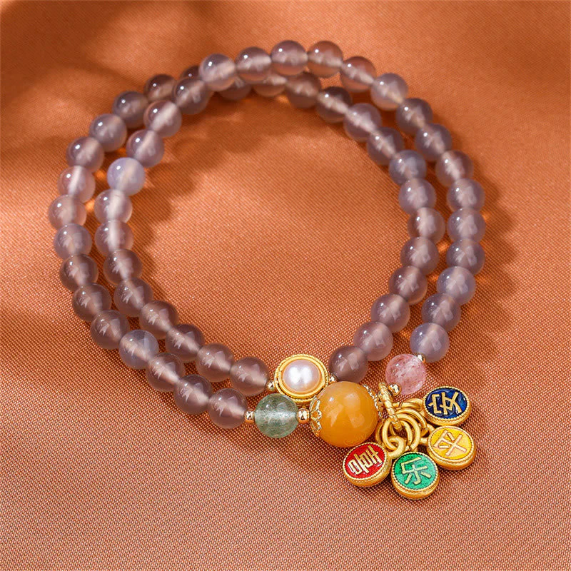 6mm Gray Agate Double Wrap Bracelet for Peace & Joy - Image 2