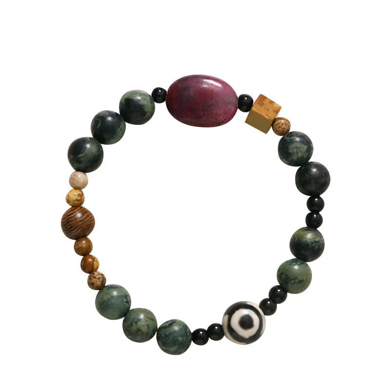 8mm Green Agate Three-eyed Dzi Power Success Bracelet - Image 5