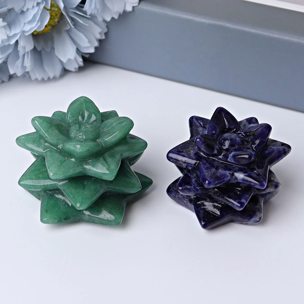2-inch Green Aventurine Succulent Crystal Figurine - Image 2