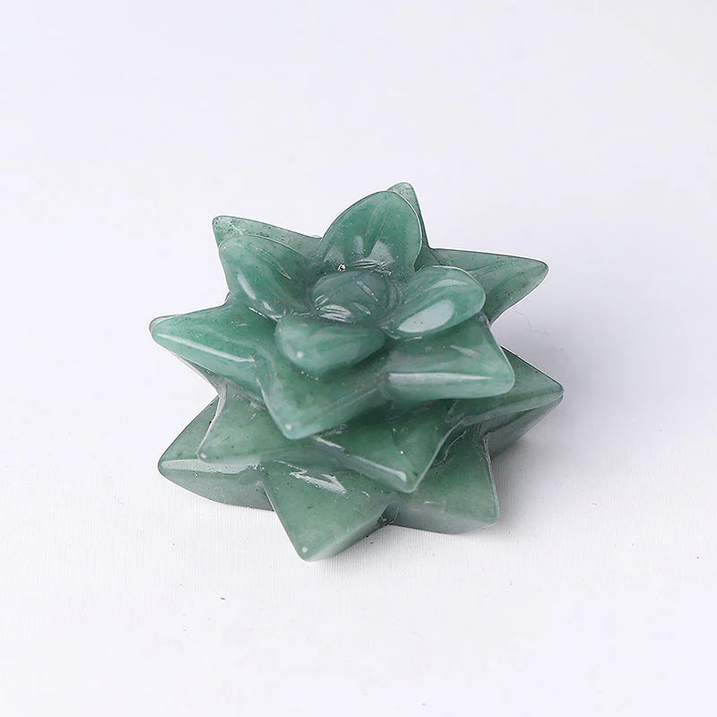 2-inch Green Aventurine Flower Crystal Carving - Image 2