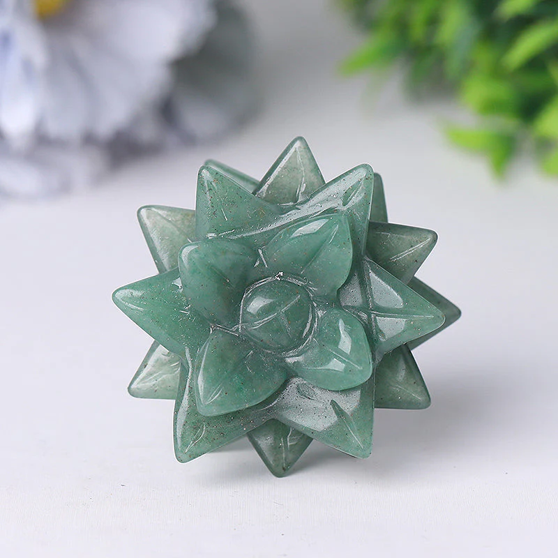 2-inch Green Aventurine Flower Crystal Carving - Image 3
