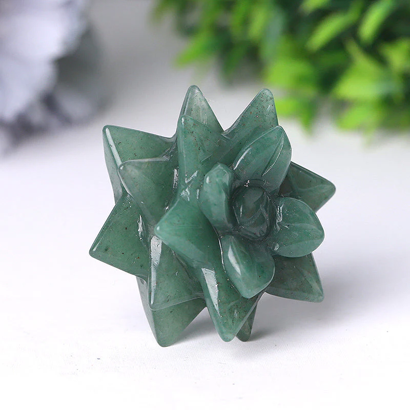2-inch Green Aventurine Flower Crystal Carving - Image 4