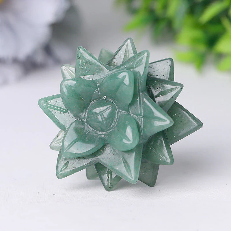 2-inch Green Aventurine Flower Crystal Carving - Image 5