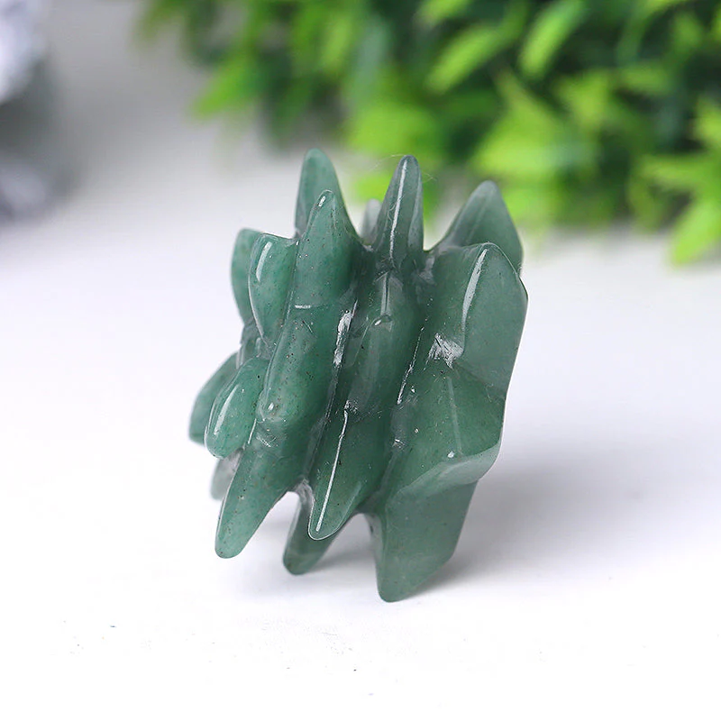 2-inch Green Aventurine Flower Crystal Carving - Image 6