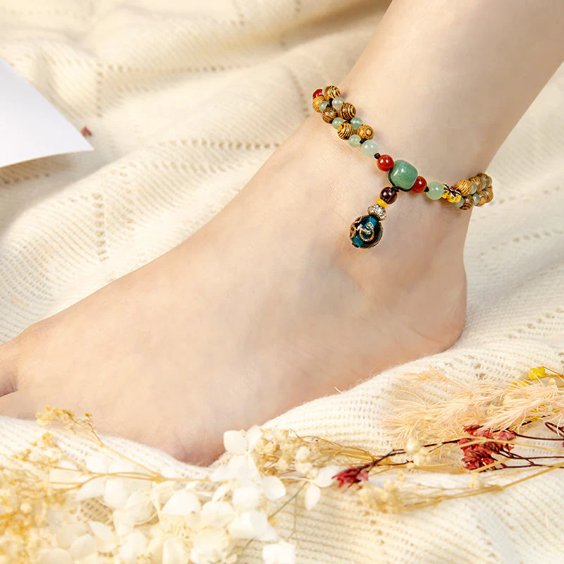 Green Aventurine Balance Protection Wenge Wood Adjustable Anklet - Image 4