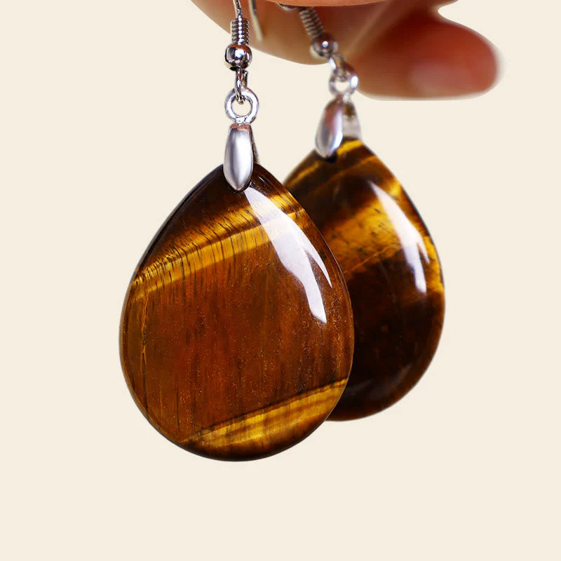 Green Aventurine Healing Drop Earrings with Pink Crystal & Tiger Eye - Image 10
