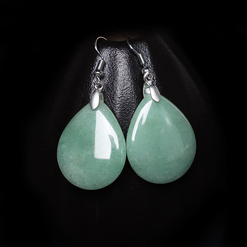 Green Aventurine Healing Drop Earrings with Pink Crystal & Tiger Eye - Image 3