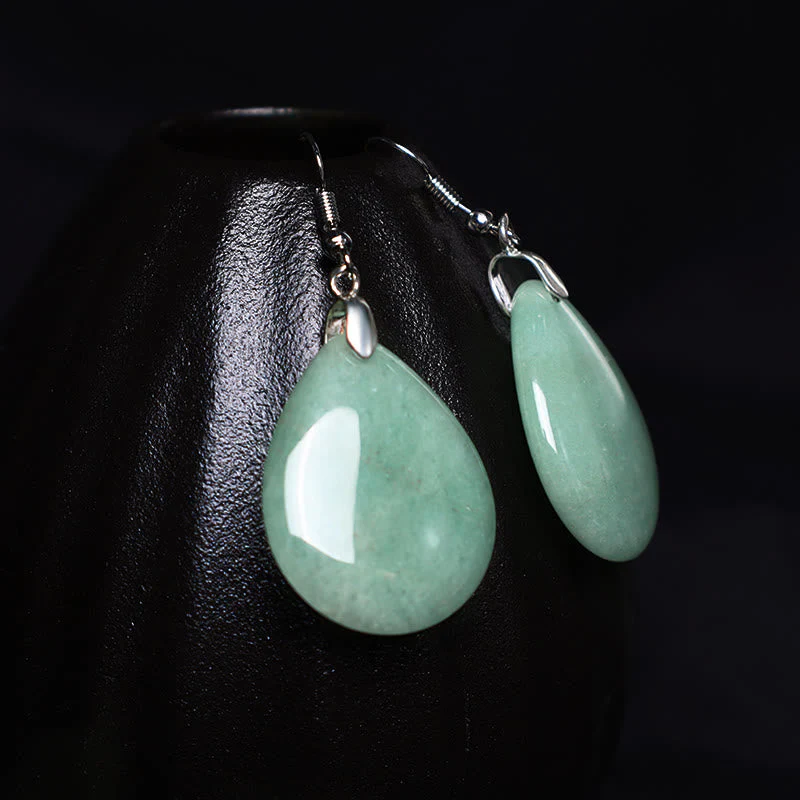 Green Aventurine Healing Drop Earrings with Pink Crystal & Tiger Eye - Image 4