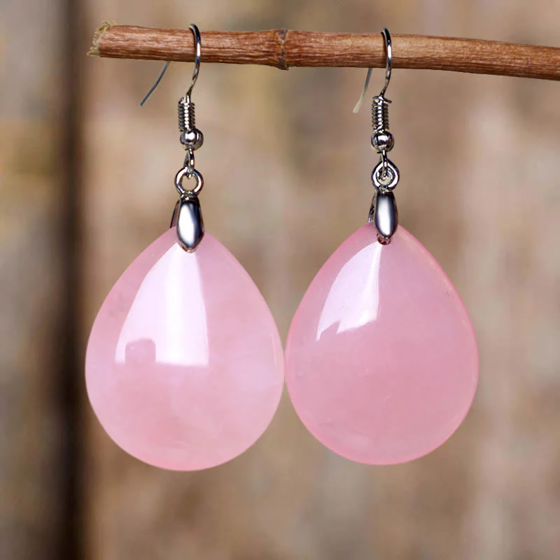 Green Aventurine Healing Drop Earrings with Pink Crystal & Tiger Eye - Image 6