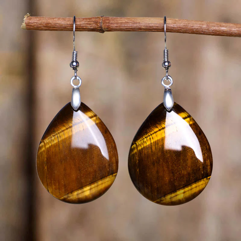 Green Aventurine Healing Drop Earrings with Pink Crystal & Tiger Eye - Image 9