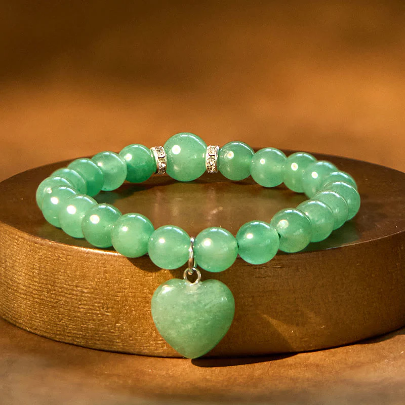 10mm Green Aventurine Love Heart Balance Bracelet - Image 11