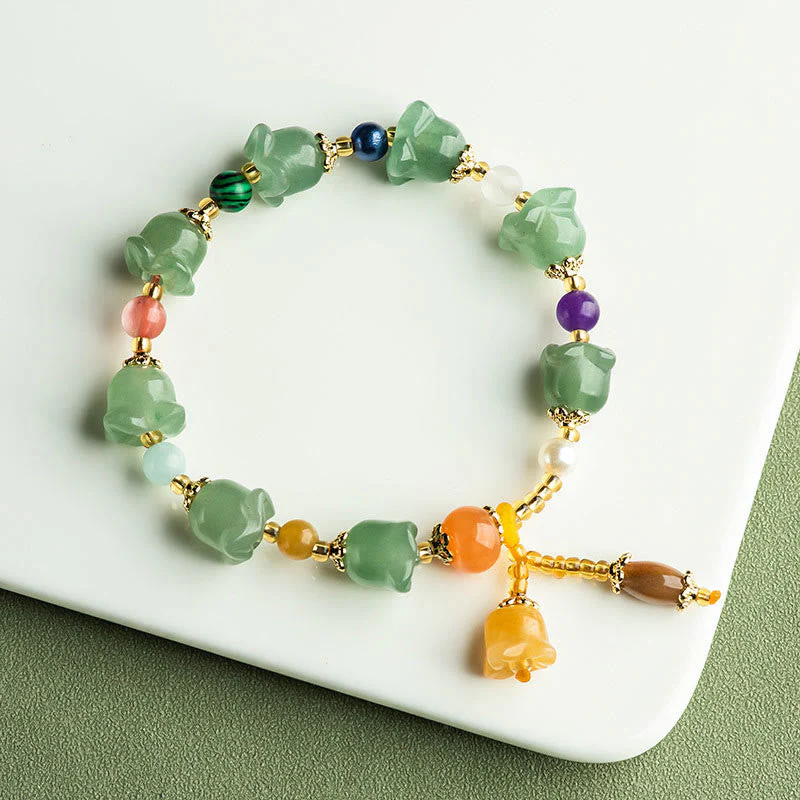 Green Aventurine Magnolia Flower Luck Bracelet - Image 2