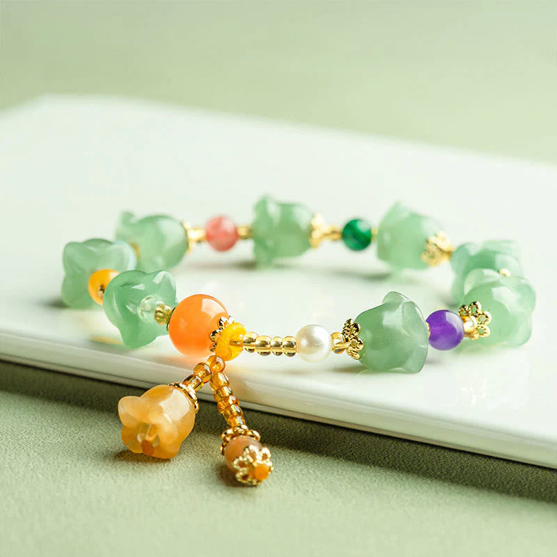 Green Aventurine Magnolia Flower Luck Bracelet - Image 3