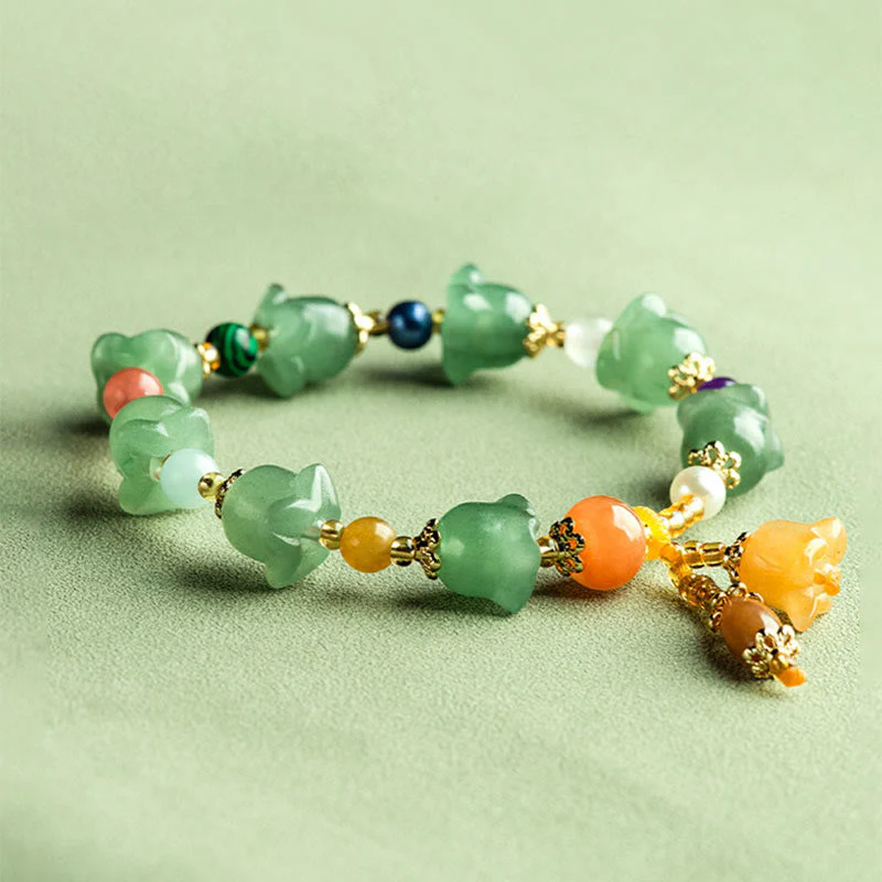Green Aventurine Magnolia Flower Luck Bracelet - Image 5