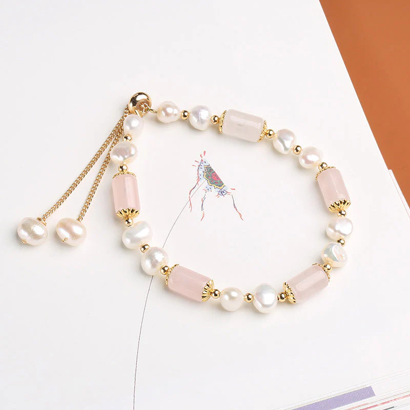 Green Aventurine Pearl Pink Crystal Luck Bracelet - Image 10